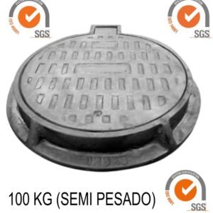 TAPA DE BUZON 100 KG, FIERRO FUNDIDO 60CM DIAMETRO, MARCO Y TAPA PESADA